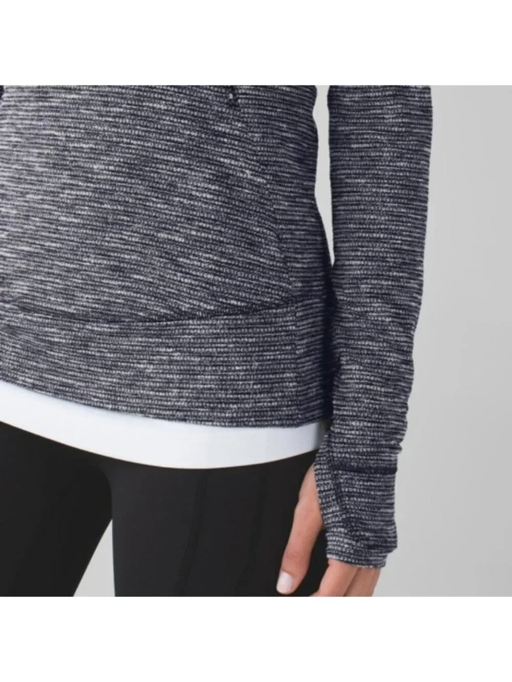 Lululemon Think Fast Pullover Long Sleeve Zip Coco Pique Black